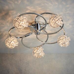 Endon 76595 Talia 5 Light Semi Flush In Chrome Plate And Clear Crystal Glass