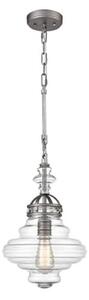 PH179 Ceiling Pendant In Brushed Silver With Decorative Glass Shade