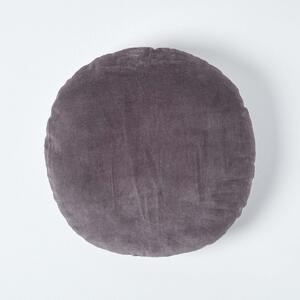 Luxury Dark Grey Cotton Velvet Cushion Round Scatter Cushion 40cm