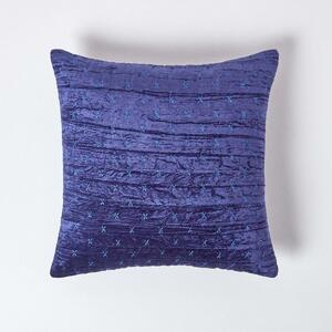 Navy Blue Crushed Velvet Cushion Cover Luxury Soft Touch 40 x 40 cm