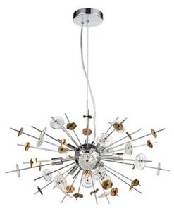 F2391-8 Ceiling Pendant In Chrome With Glass And Metal Discs