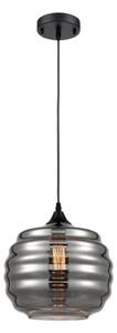PH202 Ceiling Pendant In Black With Smoked Rippled Glass