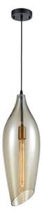 Franklite PCH196 Taper Ceiling Pendant Light In Pale Amber Glass - Dia: 200mm