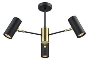 F2402-3 3 Light Semi Flush Ceiling Light In Black And Gold