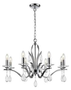 F2403-8 Forum 8 Light Ceiling Pendant In Chrome With Crystal Glass Drops