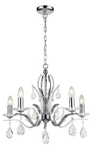 F2403-5 Forum 5 Light Ceiling Pendant In Chrome With Crystal Glass Drops