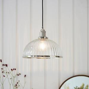 Endon 76713 Hansen 1 Light Ceiling Pendant In Bright Nickel Plate