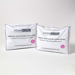 Homescapes Premium White Goose Down 15 Tog All Seasons Duvet, Single