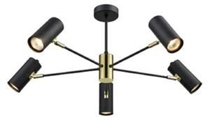 F2402-5 5 Light Semi Flush Ceiling Light In Black And Gold