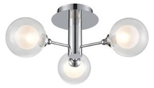 F2400-3 3 Light Flush Ceiling Light In Chrome With Clear Glass