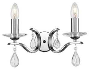 F2403-2 Forum 2 Light Wall Light In Chrome With Crystal Glass Drops