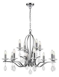F2403-12 Forum 12 Light Ceiling Pendant In Chrome With Crystal Glass Drops
