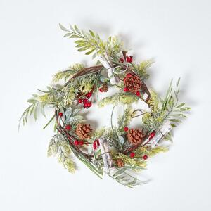 Artificial Red Berries & Pinecones Christmas Wreath Decoration 45cm