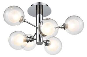 F2400-6 6 Light Flush Ceiling Light In Chrome With Clear Glass