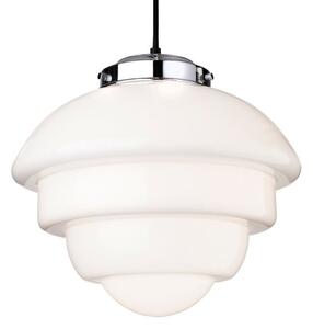 Firstlight 4947CH Art Deco Ceiling Pendant Light In Chrome And Opal White Glass