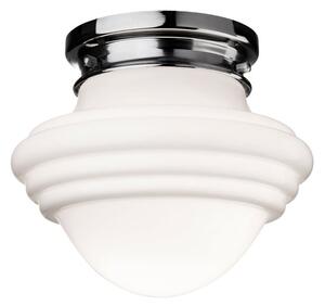 Firstlight 4944CH Art Deco Flush Ceiling Light In Chrome And Opal White Glass