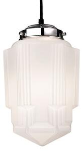 Firstlight 4949CH Art Deco Ceiling Pendant Light In Chrome And Opal White Glass