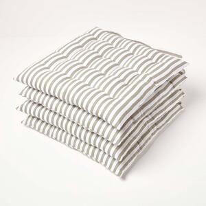 Homescapes Grey Stripe Seat Pad Chair Cushion 40 x 40cm Set of 4