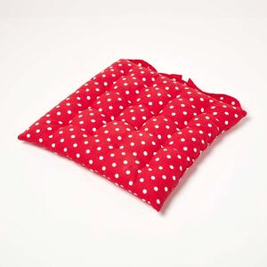 Homescapes Red Polka Dot Seat Pad Chair Cushion with Straps 40 x 40cm