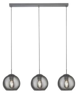 Searchlight 1623-3SM Pendant 3 Light Linear Ceiling Light In Chrome With Smoked Glasses