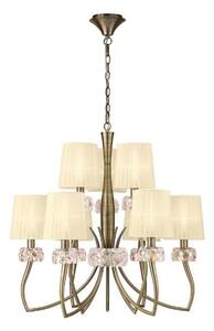 Mantra M4630AB Loewe 9 Light Ceiling Pendant Light With Shades In Antique Brass
