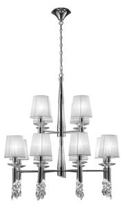 Mantra M3850 Tiffany 12+12 Light Pendant Light In Chrome With White Shades