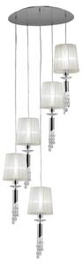 Mantra M3857 Tiffany 5+5 Light Spiral Pendant Light In Chrome With White Shades