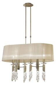 Mantra M3873 Tiffany 6+6 Light Oval Pendant Light In Antique Brass With Soft Bronze Shades