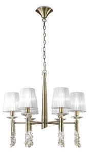 Mantra M3871 Tiffany 6+6 Light Round Pendant Light In Antique Brass With Soft Bronze Shades