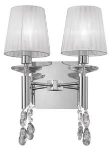 Mantra M3863/S Tiffany 2+2 Light Switched Wall Light In Chrome With White Shades