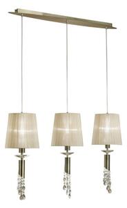 Mantra M3875 Tiffany 3+3 Light Linear Pendant In Antique Brass With Soft Bronze Shades