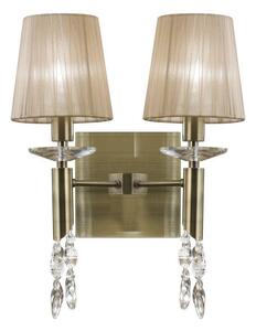 Mantra M3883/S Tiffany 2+2 Light Switched Wall Light In Antique Brass With Soft Bronze Shades