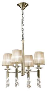 Mantra M3872 Tiffany 4+4 Light Round Pendant Light In Antique Brass With Soft Bronze Shades