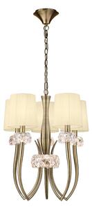 Mantra M4632AB Loewe 5 Light Slim Pendant Light With Shades In Antique Brass