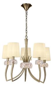 Mantra M4631AB Loewe 5 Light Ceiling Pendant Light With Shades In Antique Brass