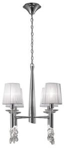 Mantra M3852 Tiffany 4+4 Light Round Pendant Light In Chrome With White Shades