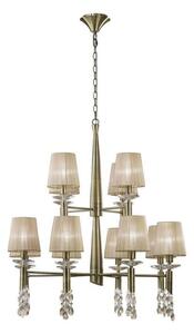 Mantra M3870 Tiffany 12+12 Light Pendant Light In Antique Brass With Soft Bronze Shades