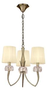 Mantra M4633AB Loewe 3 Light Ceiling Pendant Light With Shades In Antique Brass