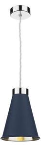 David Hunt Lighting HYD01 Hyde 1 Light Ceiling Pendant In Polished Chrome And Smoke Blue