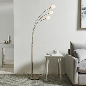 Endon 76567 Jaspa 3 Light Floor Light In Satin Nickel Plate And White Glass