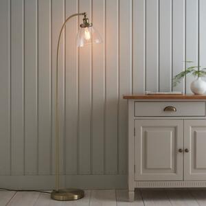 Endon 77860 Hansen Task Floor Lamp In Antique Brass Plate And Clear Glass