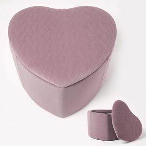 Homescapes Arundel Heart-Shaped Pink Velvet Footstool with Storage