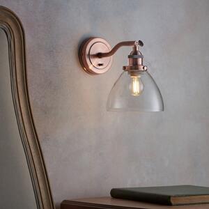 Endon 76334 Hansen 1 Light Wall Light In Aged Copper And Clear Glass