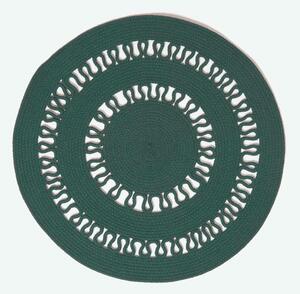 HOMESCAPES Green Crochet Braided Rug 70cm Round