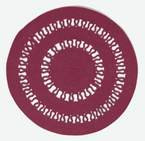 HOMESCAPES Plum Crochet Braided Rug 70cm Round