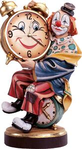 Clown with clock wooden statue