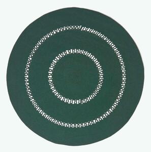 HOMESCAPES Green Crochet Braided Rug 120cm Round