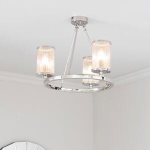 Endon 76261 Easton 3 Light Semi Flush Ceiling Light In Nickel Plate