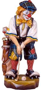 Clown golfer wooden statue
