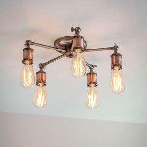 Endon 76336 Hal 5 Light Semi Flush Ceiling Light In Aged Pewter And Copper Plate